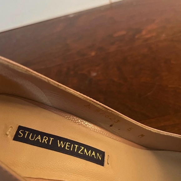 Stuart Weitzman Nude Pointed Toe Block Heel Pumps Size 5 - Picture 5 of 5